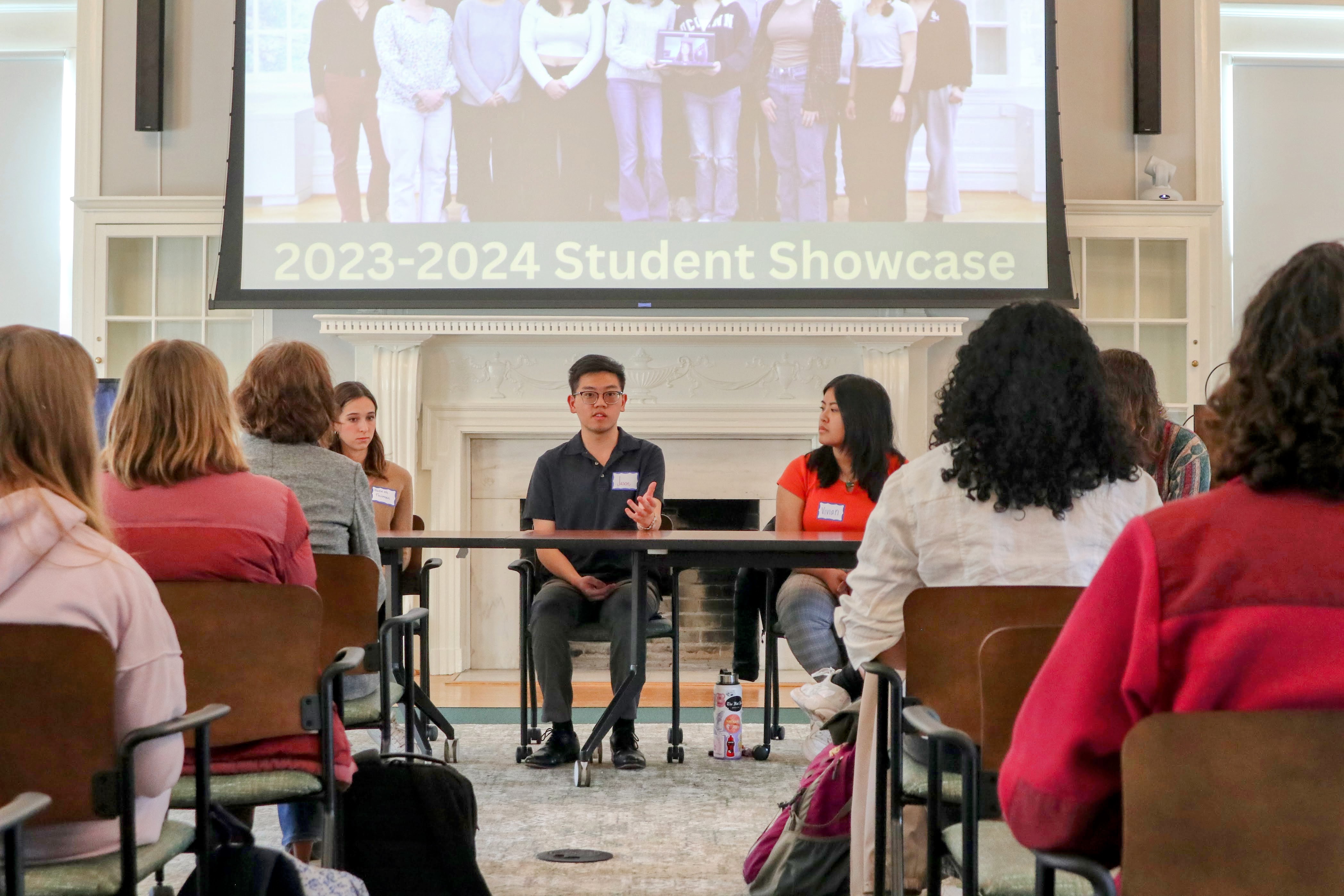 More than 40 students, staff, and faculty attended the Sharp Journalism Seminar student showcase March 26 in the Grimsley Board Room. (Photo by Emmanuel Sampson)