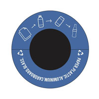 New decals will clearly depict what can be recycled in blue bins. (Photo courtesy of W&M Office of Sustainability)