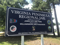 A sign for the Virginia Peninsula Regional Jail (Photo by Erin Zagursky)