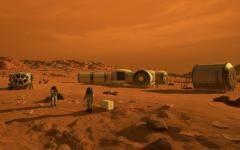 Artist's depiction of humans on Mars