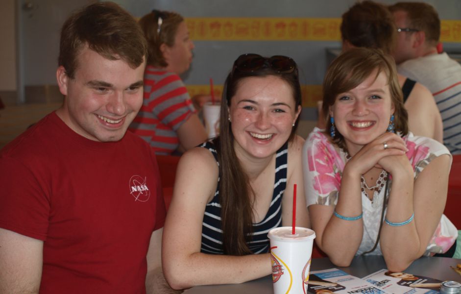 Mitchell entertains Jessica and Lydia at Zburger