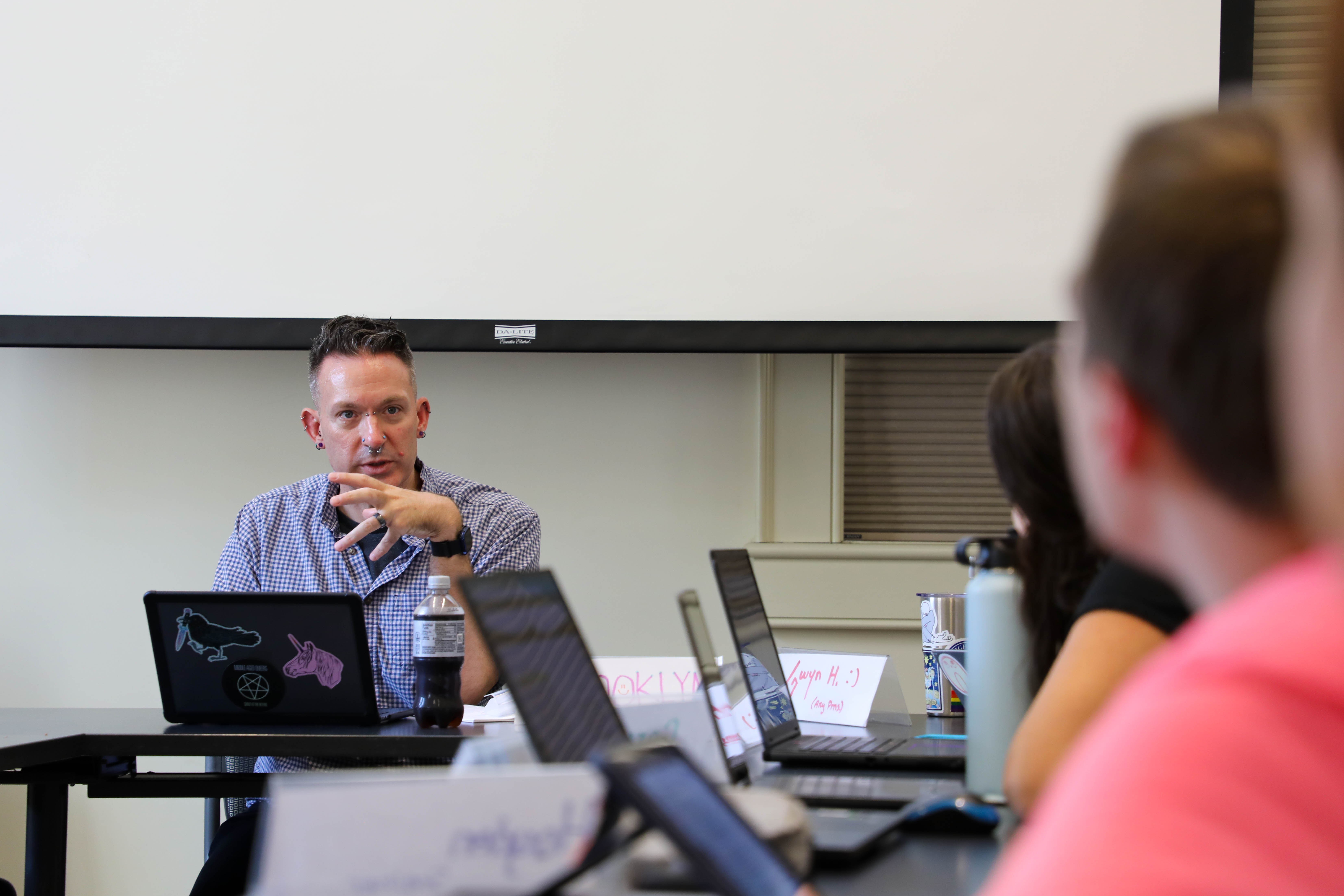 Teaching Professor of History and Community Studies Faculty Fellow Jay Watkins is teaching "Southern LGBTQ+ Theatre" as part of the Sharpe Community Scholars Program this fall. (Photo by Emmanuel Sampson)