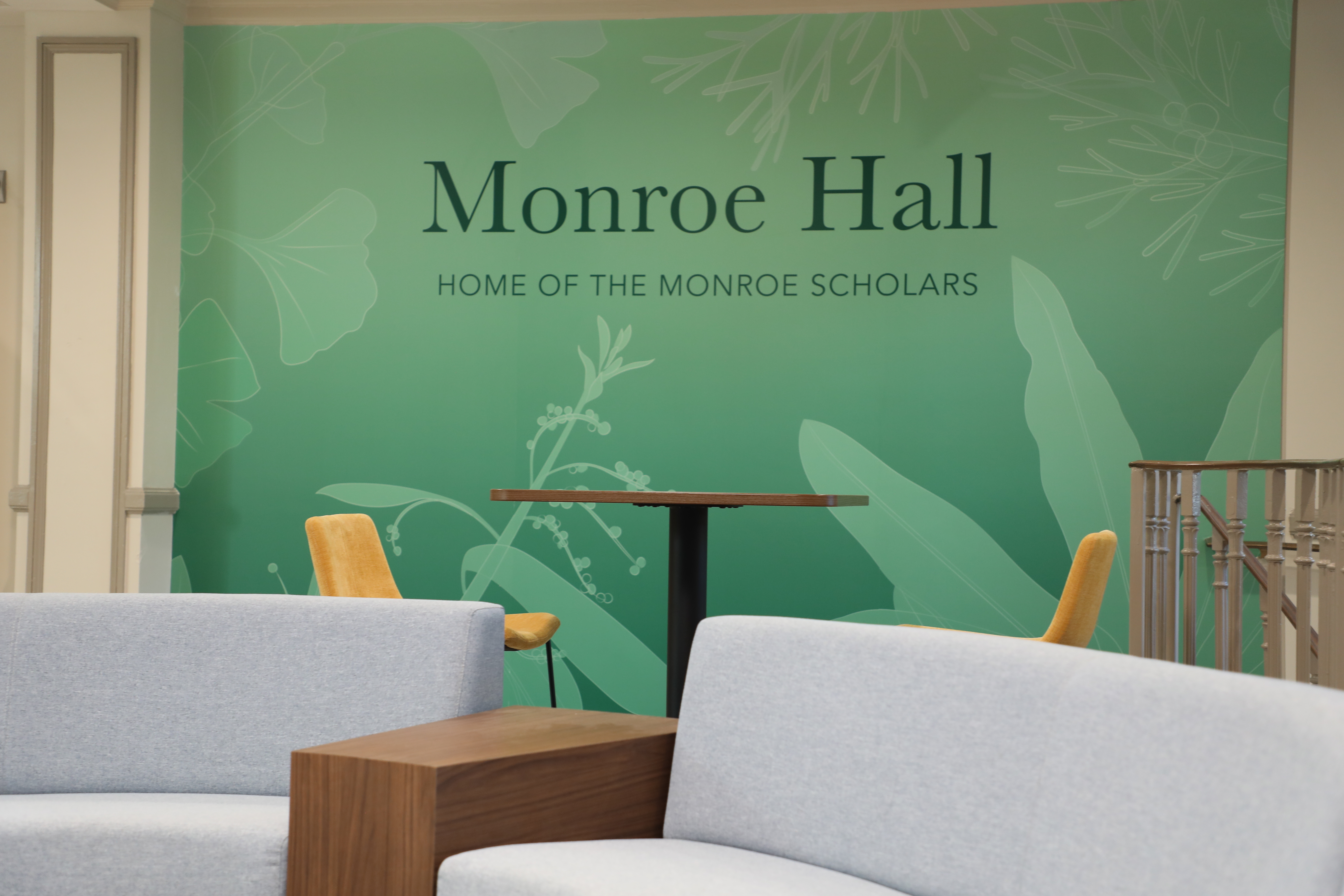 Monroe Hall's newly renovated interior blends modern and traditional design elements. (Photo by Ted Maris-Wolf)