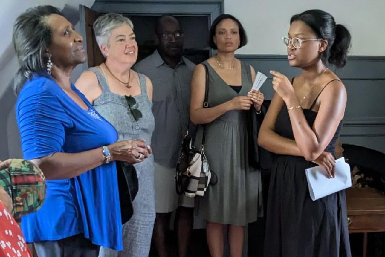 As a Woody intern last summer, history major Faith Page '26 (right) researched and delivered a new African American history tour of Smith's Fort for Preservation Virginia. (Photo courtesy Preservation Virginia)