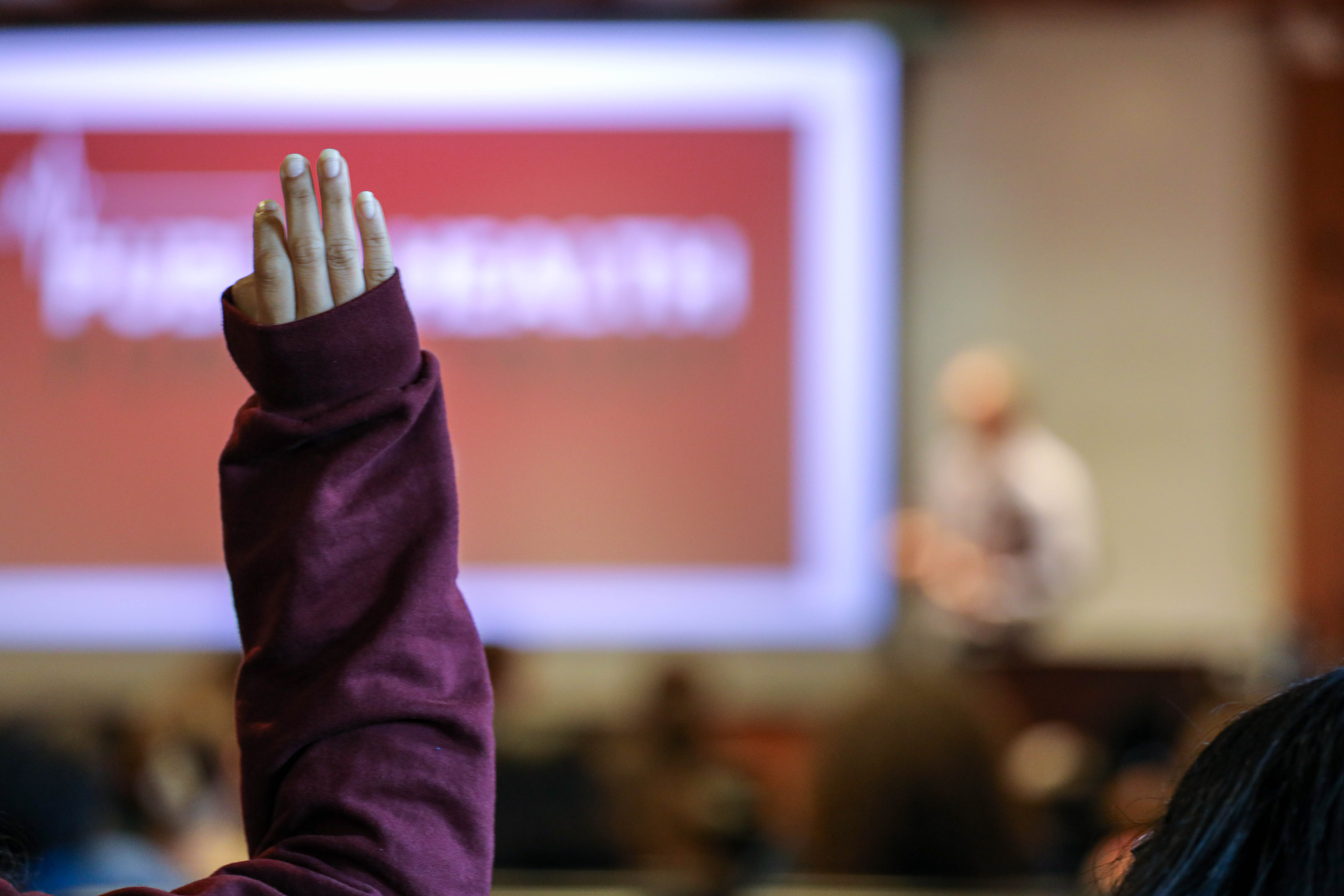 More than 70 students attended Hellerman's public talk in Tucker Hall Theatre Sept. 9, asking questions of the journalist for nearly an hour. (Photo by Emmanuel Sampson)