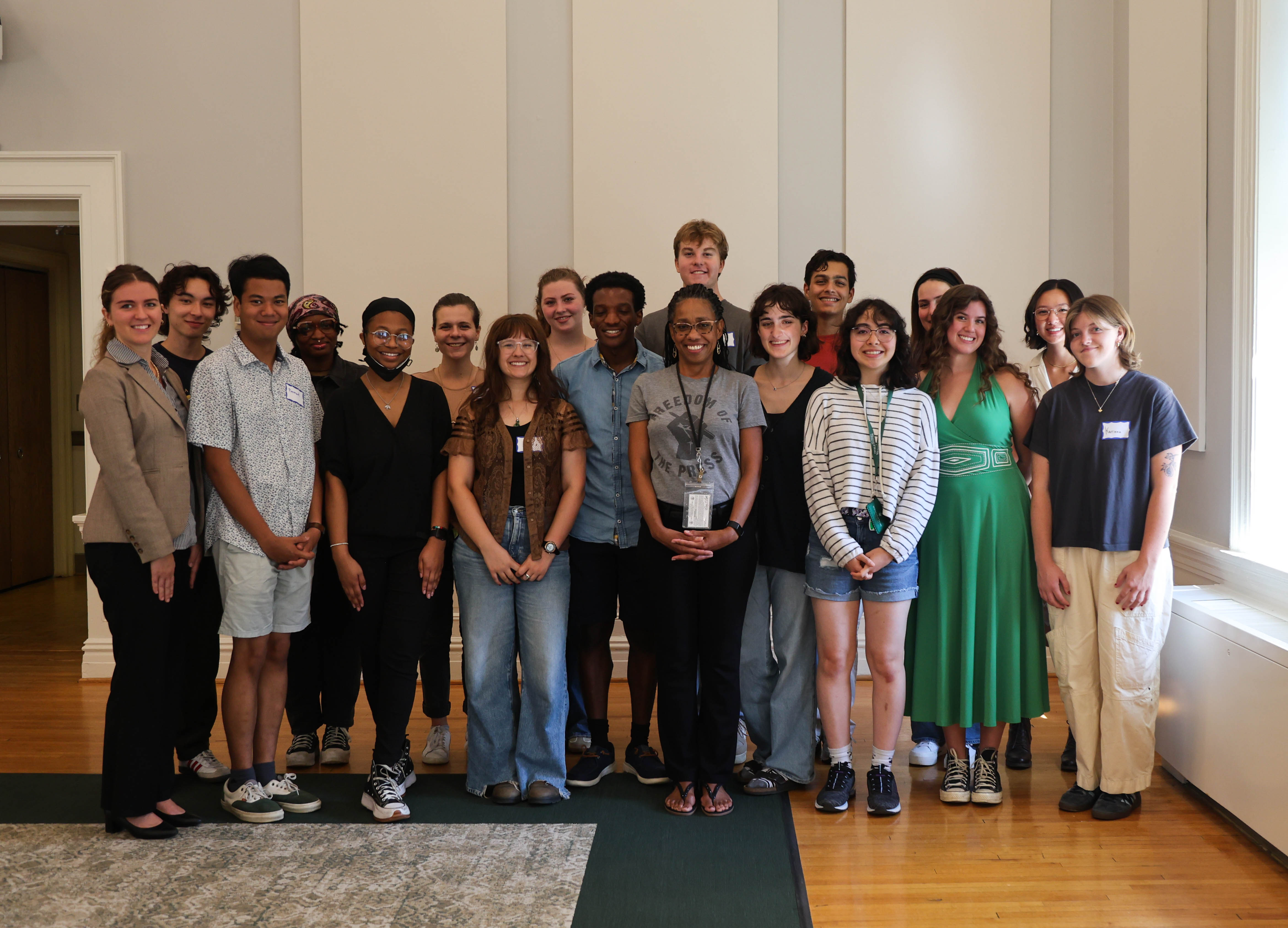 Eighteen students participated in the Charles Center's first journalism masterclass, held Sept. 6 in the Grimsley Boardroom in Blow Hall. (Photo by Tess Willett)