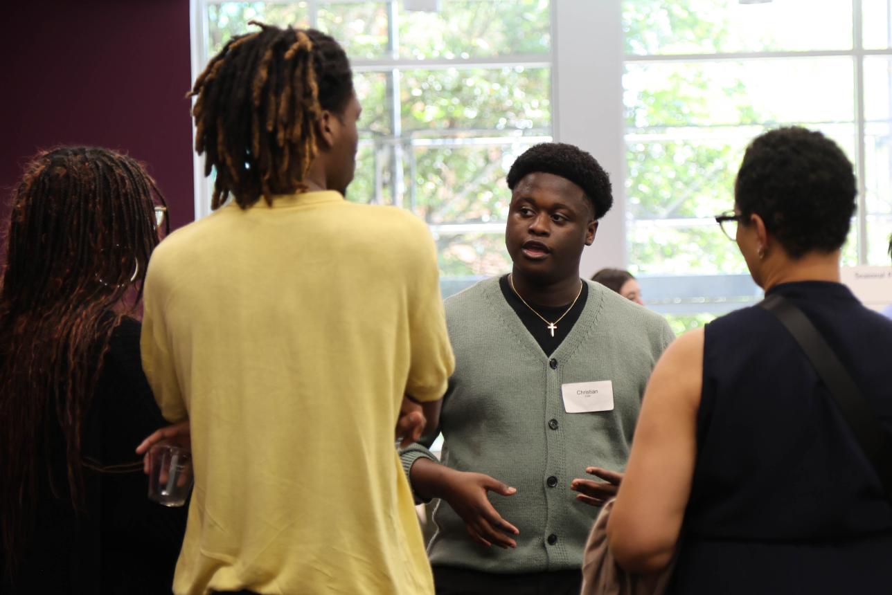 Government major Christian Cole '27 presented his research on how students of the African diaspora at W&M connect to their American and/or ethnic identities. (Photo by Tess Willett)