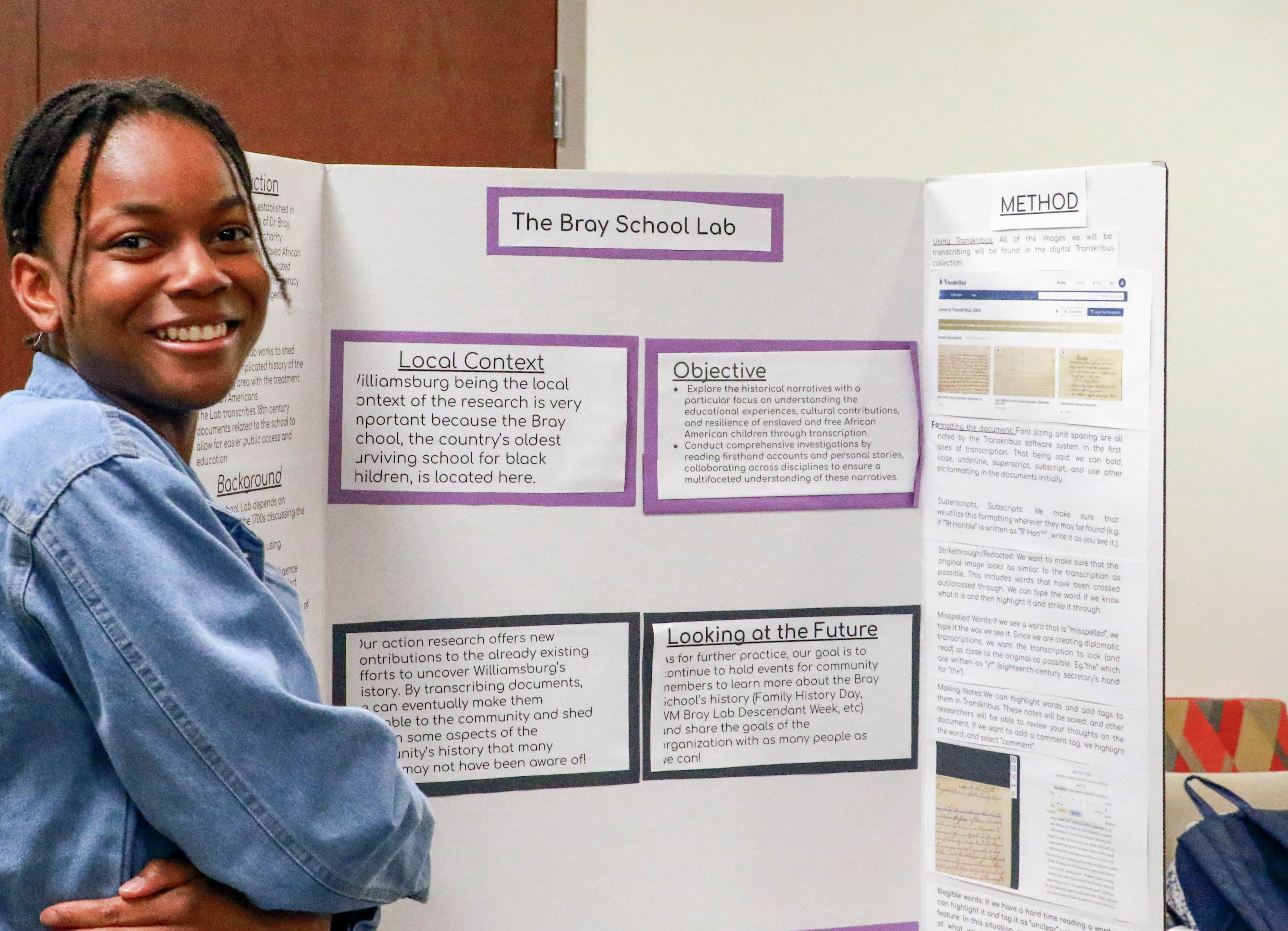 As a Sharpe Action Research intern, Angel Bradley ’27 is collaborating with Cenevia, a Virginia-based medical practice management company. (Photo by Tess Willett)