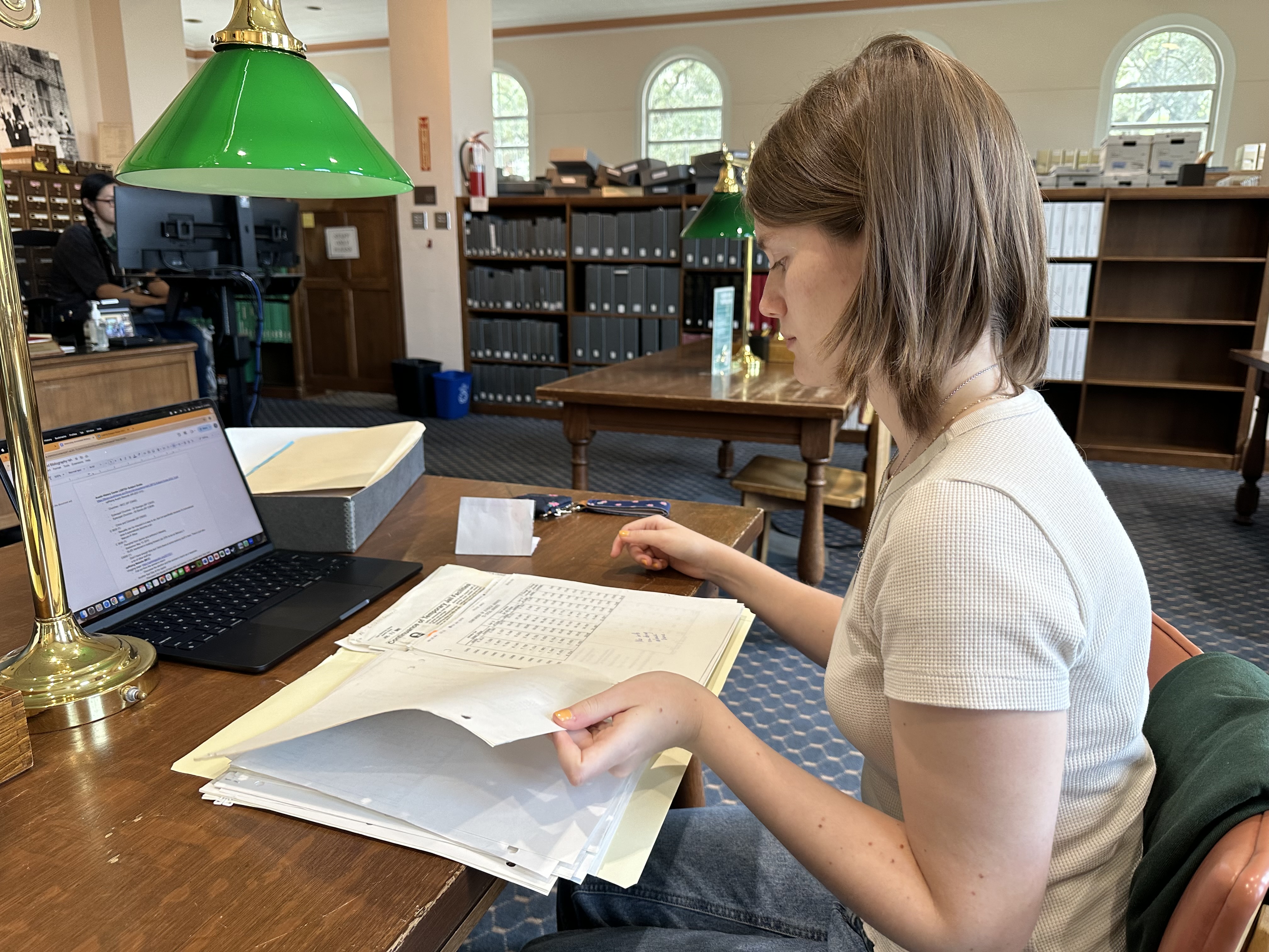 Tate Philpott '27 is conducting a Sharpe Action Research internship this summer with the St. David's History Project in her hometown of Austin, Texas. (Courtesy photo)