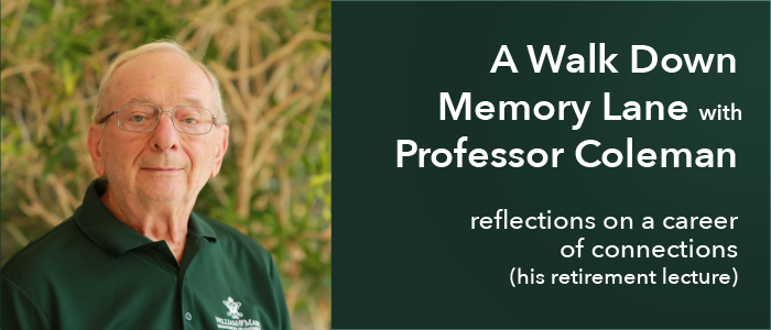 Professor Coleman's image and title of Retirement Lecture