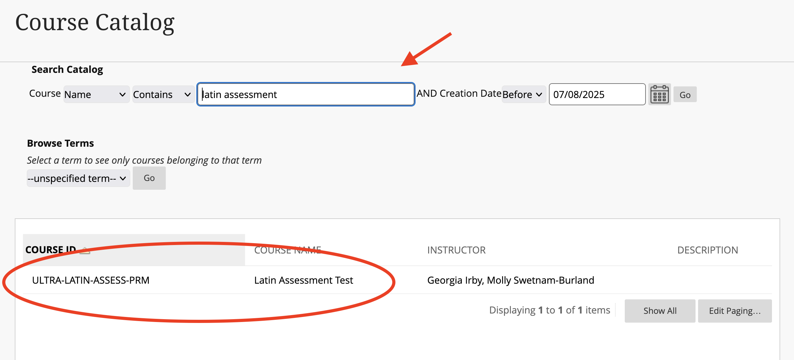 another screenshot of the test on Blackboard
