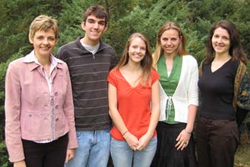 Professor Maria Ivanova with GEG summer research interns (from left) George Cortina, Caroline Cress, Clare Stankwitz and Susanah Stoessel.