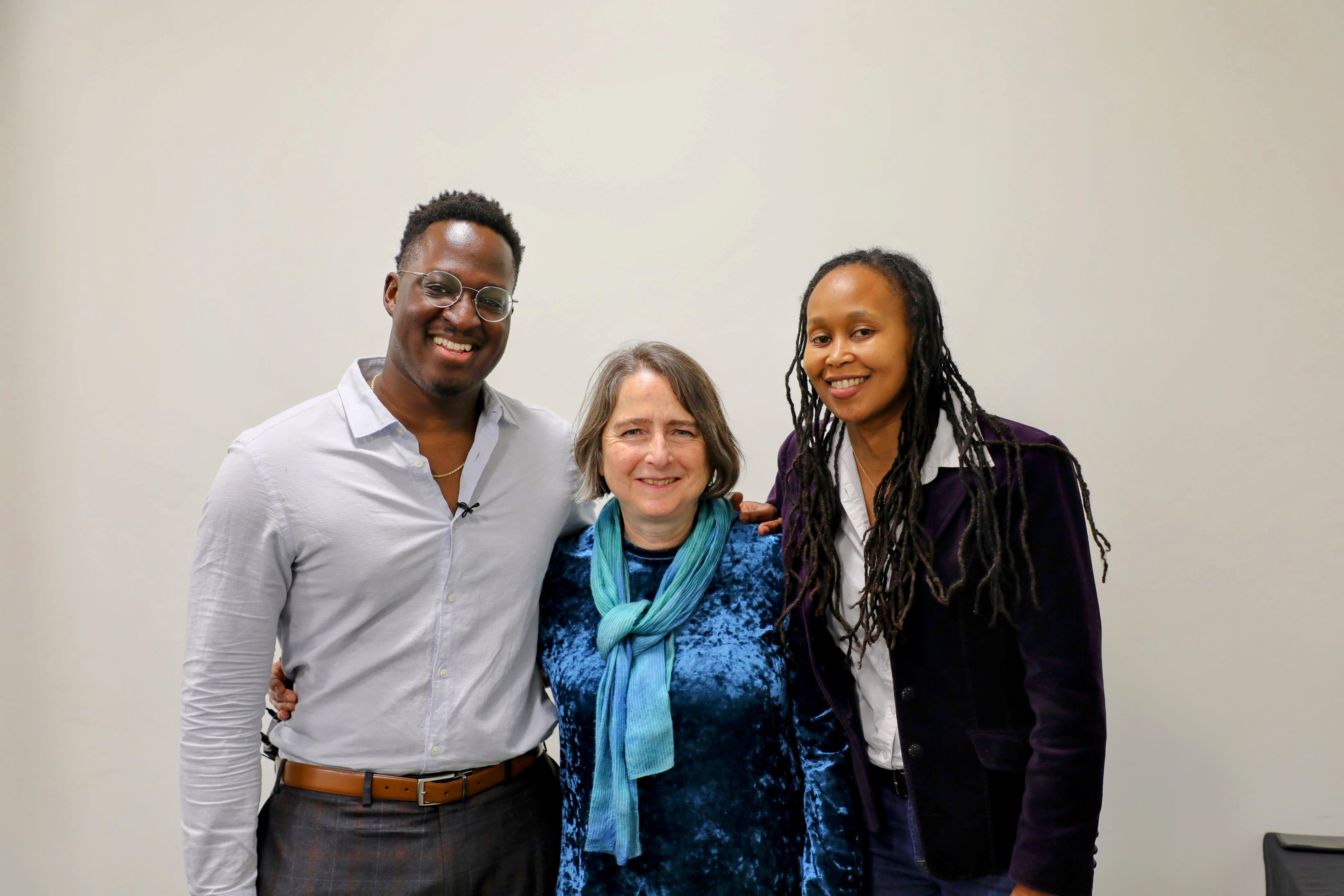 Omar Kamara '15, Dean of the Faculty of Arts &amp; Sciences Suzanne Raitt and A&amp;S Associate Dean for Diversity, Equity, &amp; Inclusion, Wanjirũ Mbure. (Photo by Emmanuel Sampson)