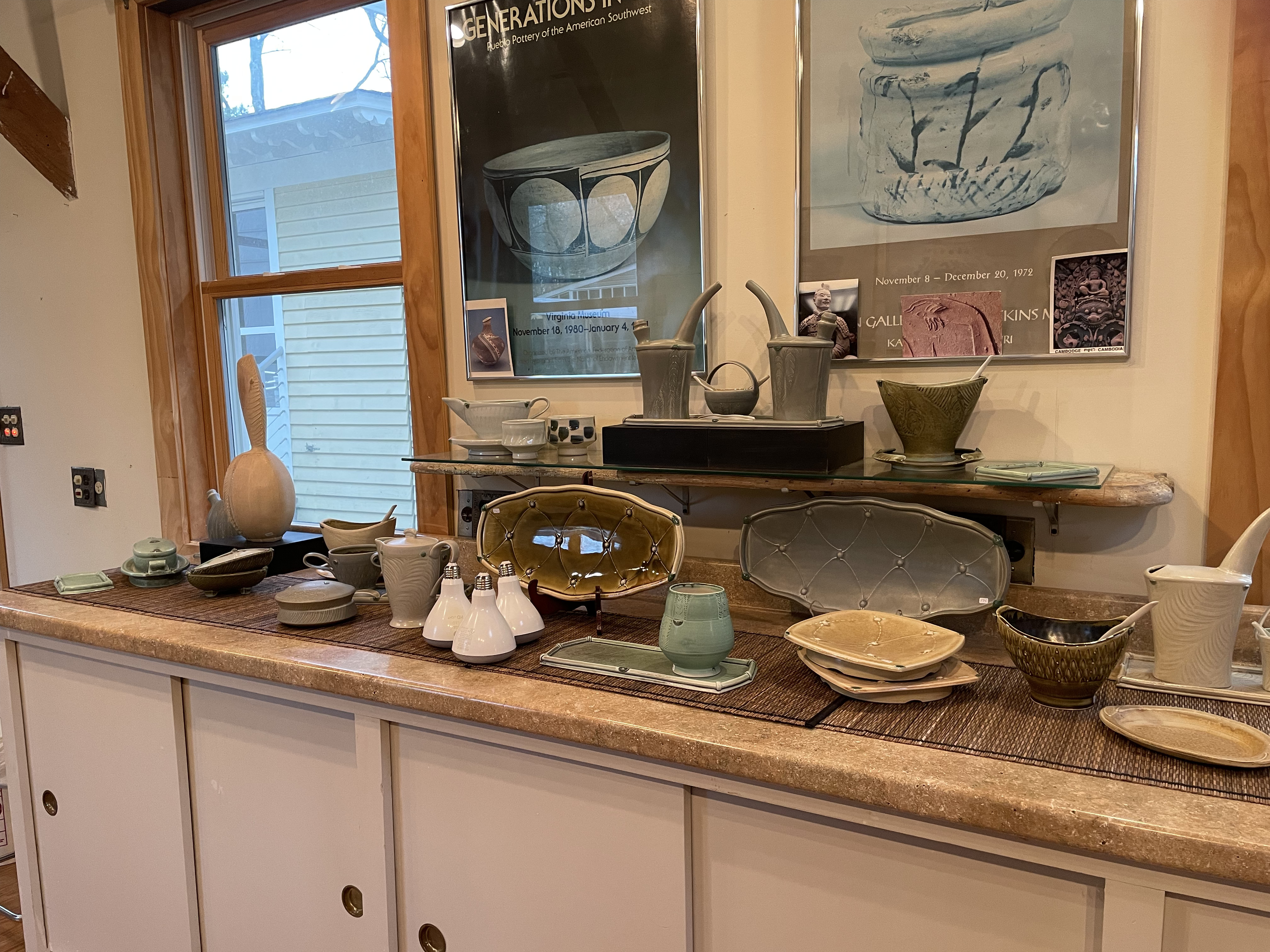 Marlene Jack’s ceramic works on display for the pottery sale held at her home studio in March 2024 (Photo by Beth Turbeville)