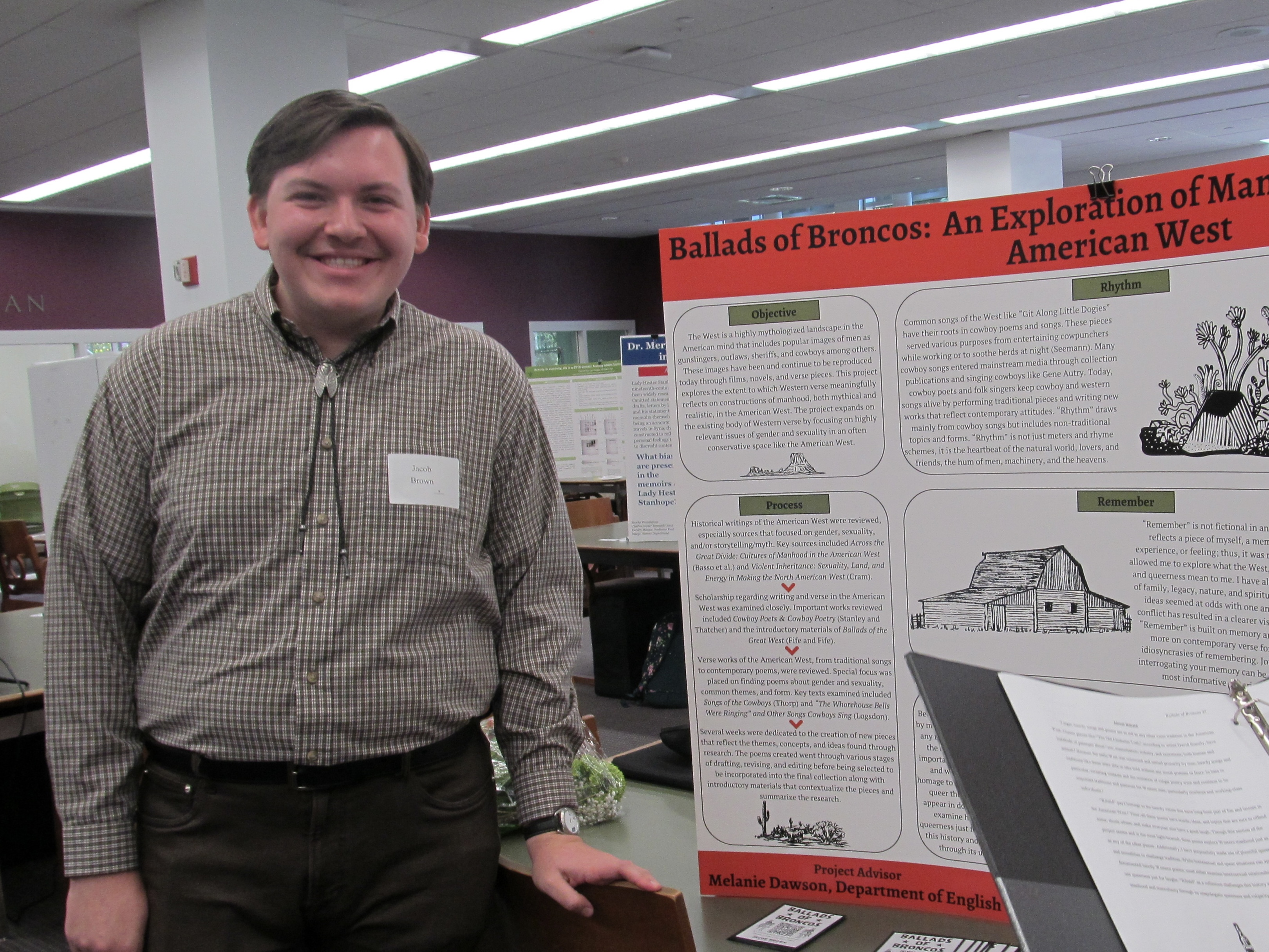 Jacob Brown ’26 presenting his research at the Charles Center’s Fall Undergraduate Research Symposium (Photo by Ava Wladar ’26)