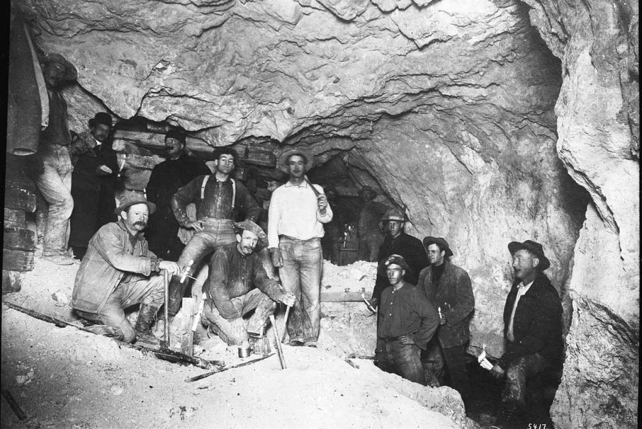 An all-male social space in the Old West: miners in the Mohawk Mine, Goldfield, Nevada, ca. 1900-1905 (Image from USC Libraries Special Collections)