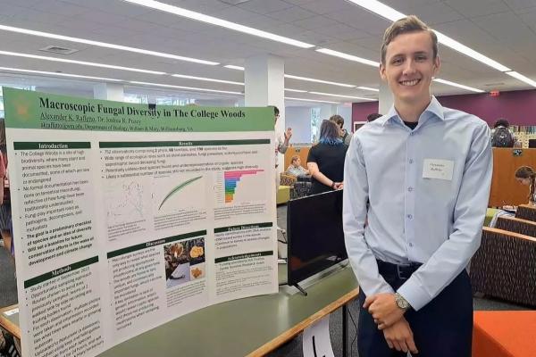 Raffetto with his poster at Undergraduate Research Symposium (Photo by Alexander Raffetto).