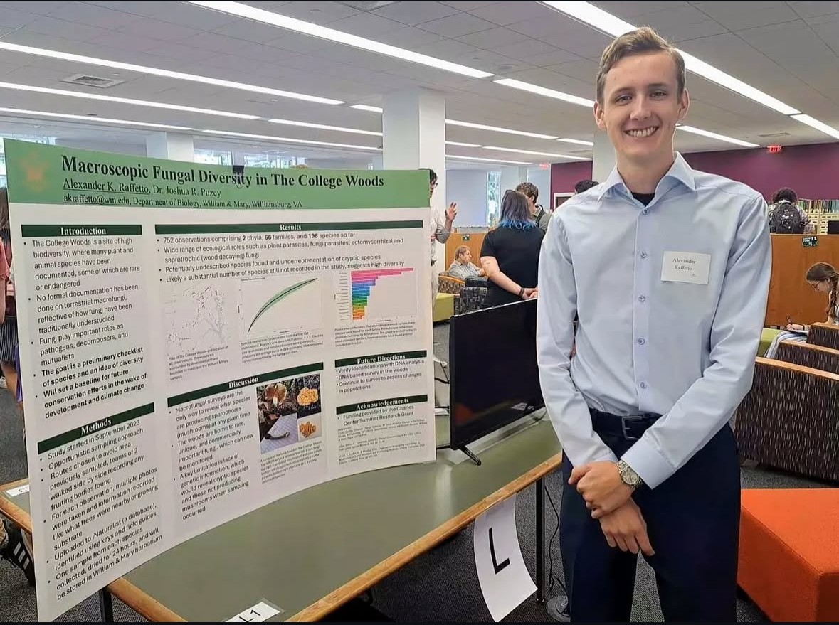 Raffetto with his poster at Undergraduate Research Symposium (Photo by Alexander Raffetto).