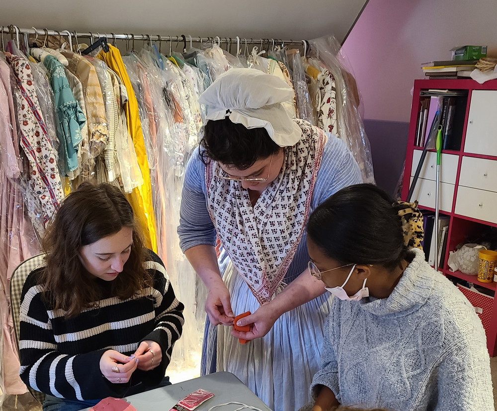 Students at the Colonial Williamsburg Milliner's Shop