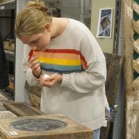 A NIAHD Student studying Colonial Williamsburg's Architectural Collections 