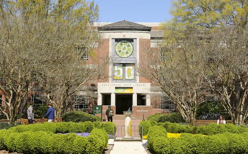 Swem Library view from quad