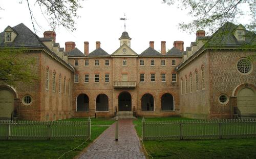 Front of Wren Building with historic brick facade