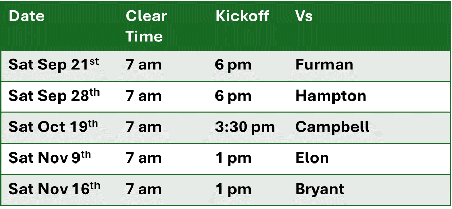 2025 FB Game Schedule