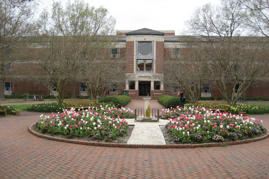 Sun Dial Garden in front of Swem Library