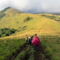 People on hillside