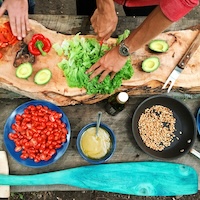 Hands preparing food