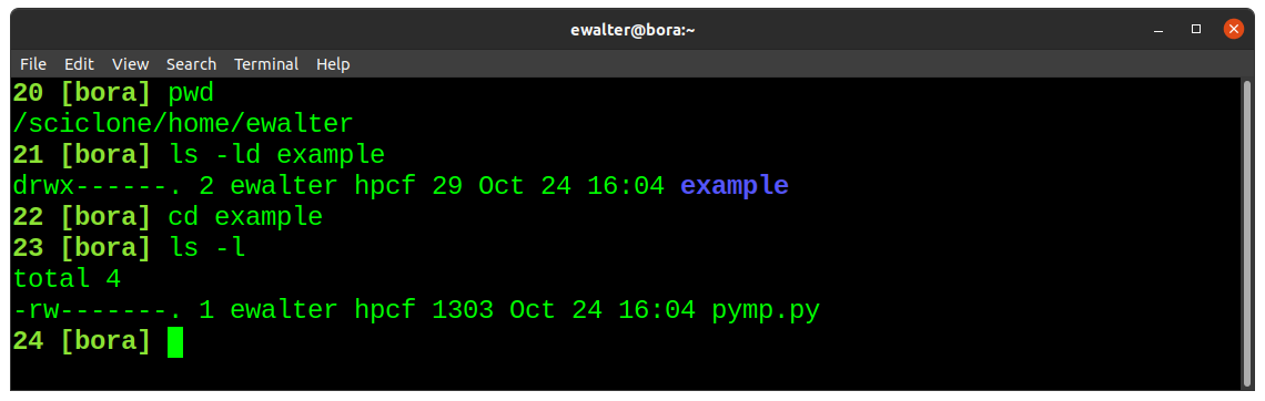 Fig. 1: Terminal showing file and folder permissions