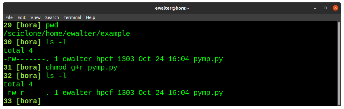 Fig. 4: Adding group read permission to a file