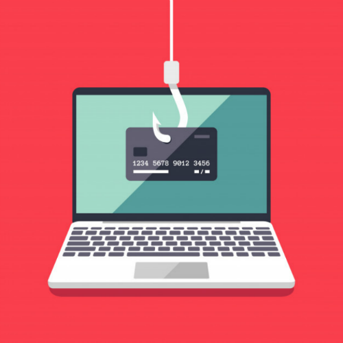 Image showcasing a credit card being pulled by hook, symbolic of phishing attempts.