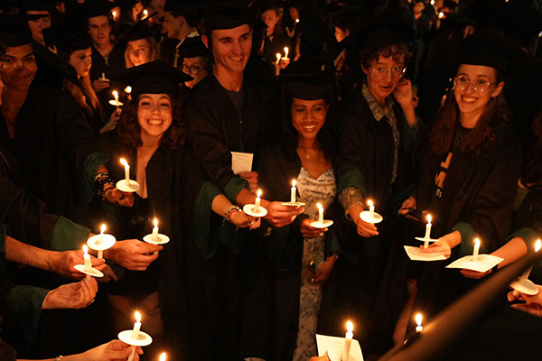 Students participate in the Commencement Candlelight Ceremony.