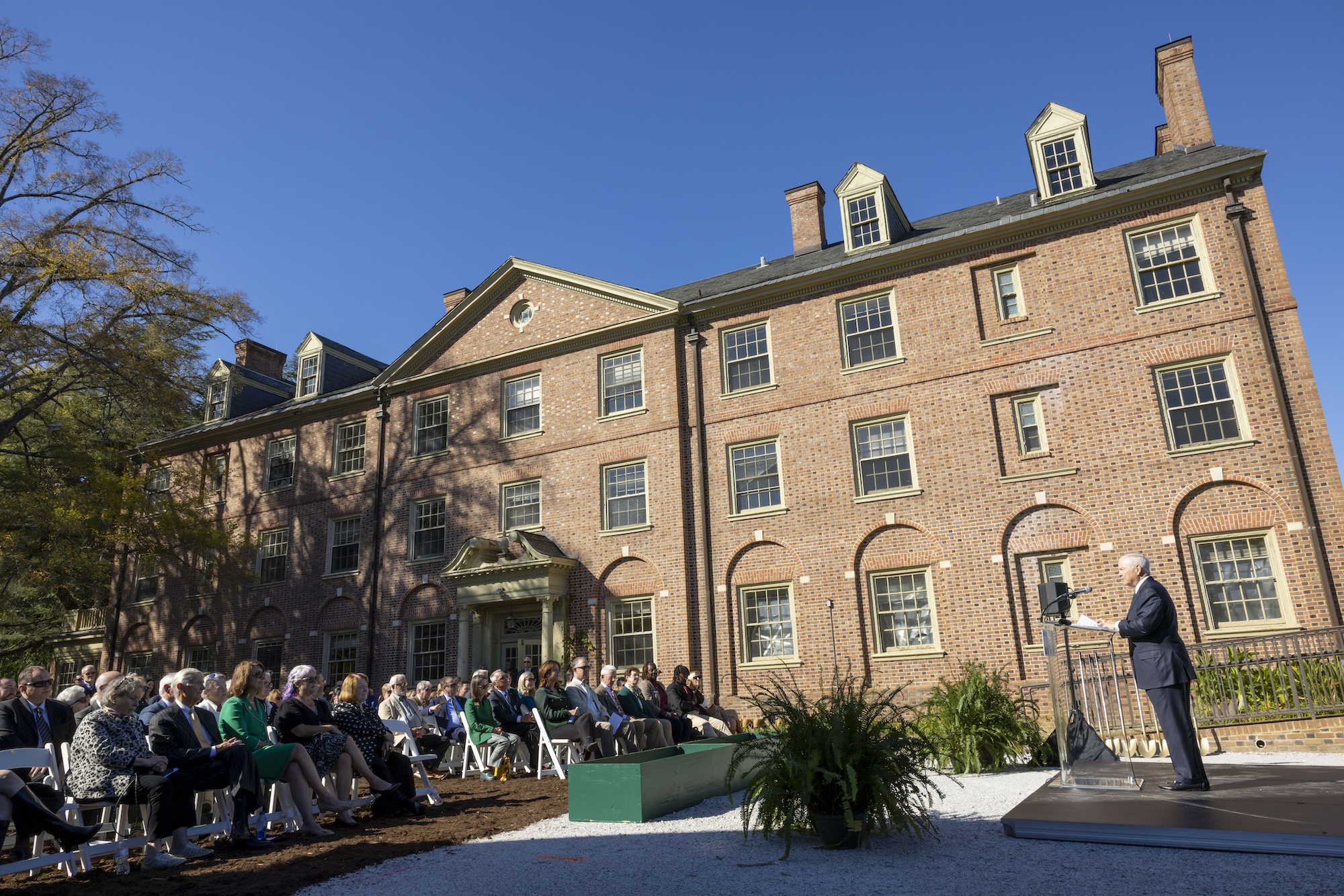 A wide view of the Gates Hall groundbreaking event