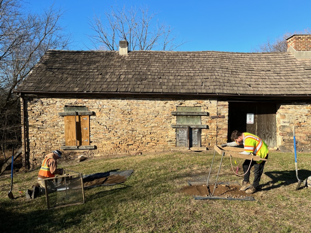 Field technicians conduct shovel testing on site at Arcola Quarters for the Enslaved in Loudoun County, Virginia